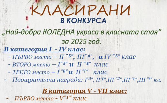 Конкурс за най-добра коледна украса